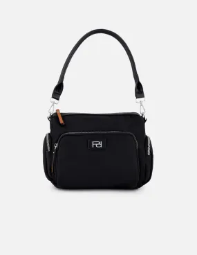 Bolso bandolera de nylon color negro para mujer
