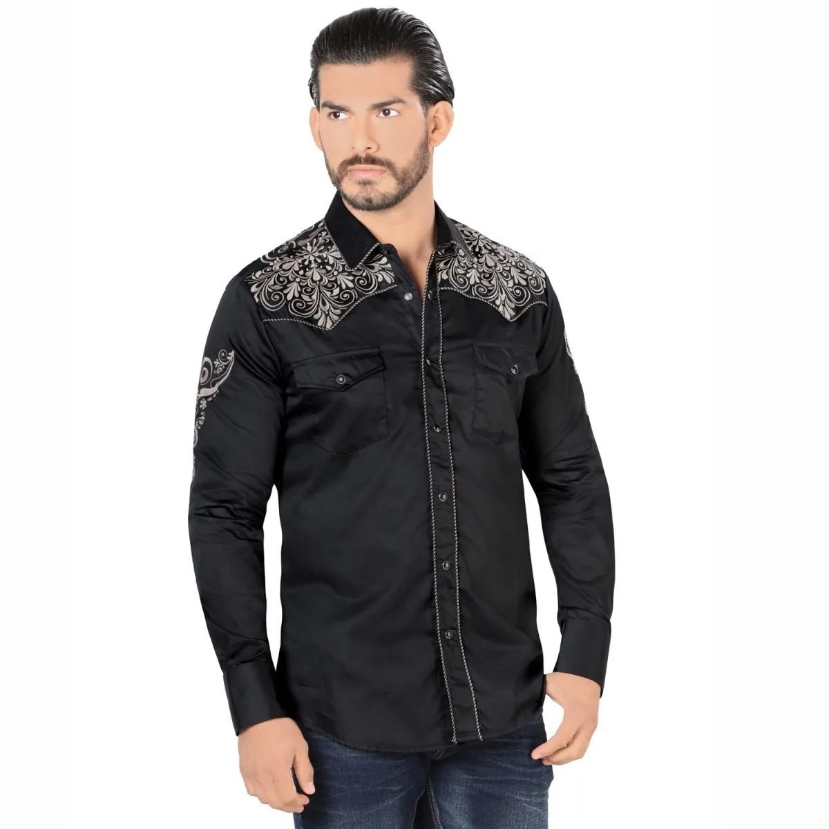 Camisa de Vaquera Bordada Lamasini LAM-2204