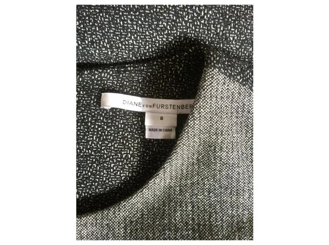 Diane Von Furstenberg Vestido DvF Pentra Negro Gris 
