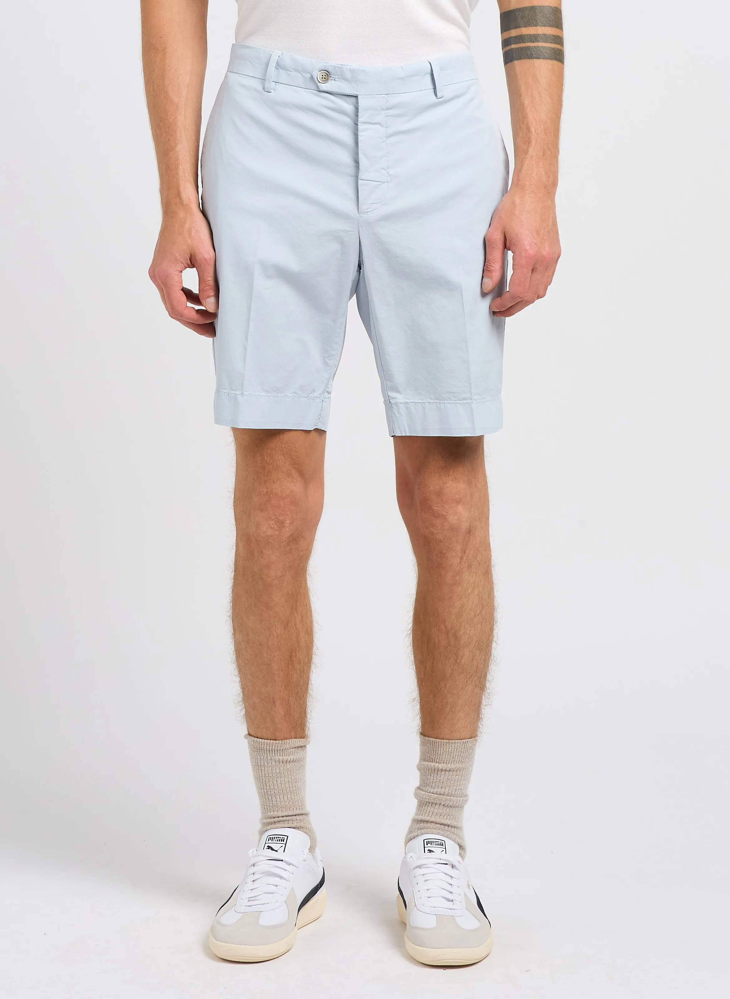 HACKETT Short recto de algodón en azul