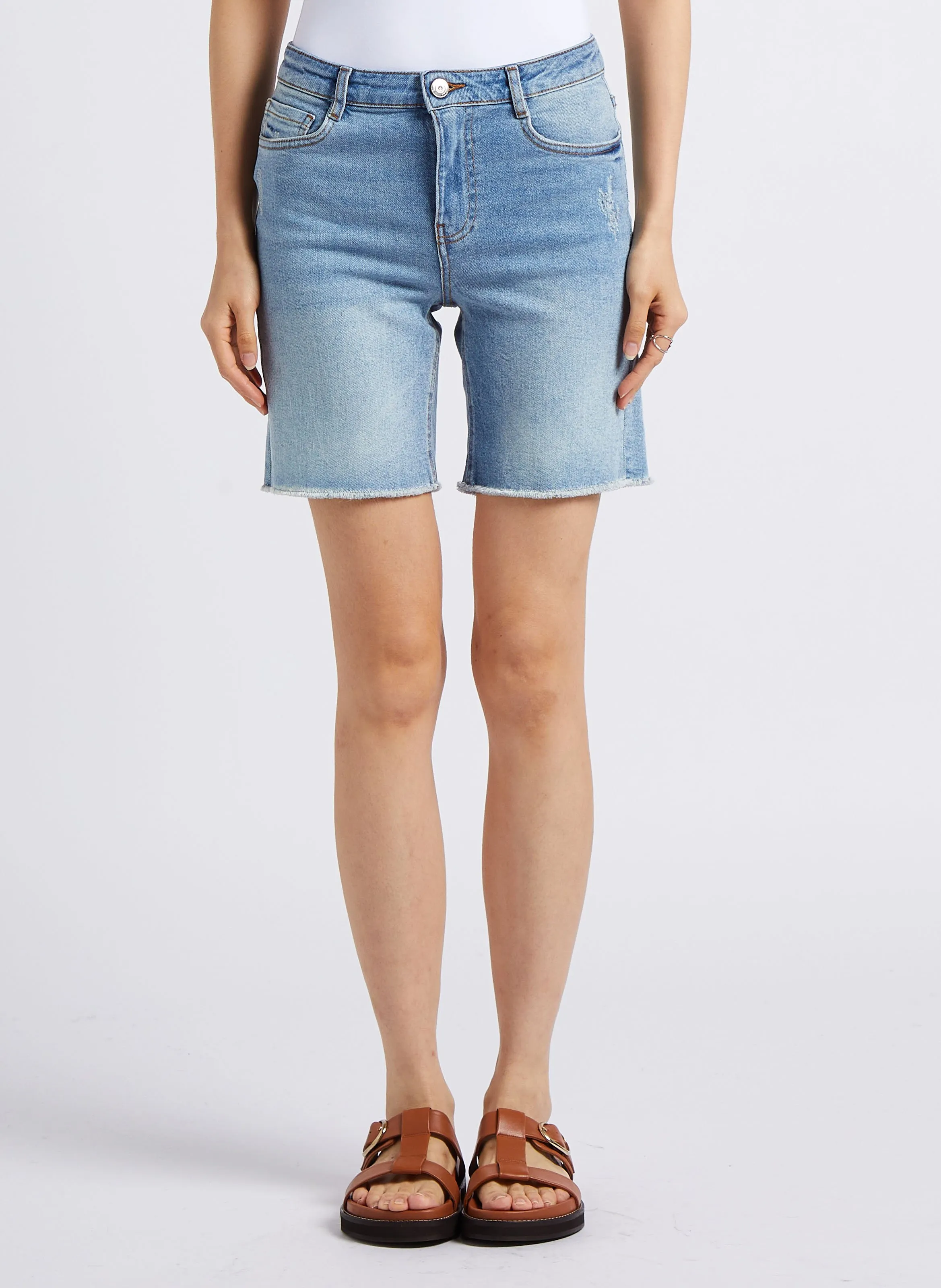 MAISON 123 MAX - Short recto de algodón en azul