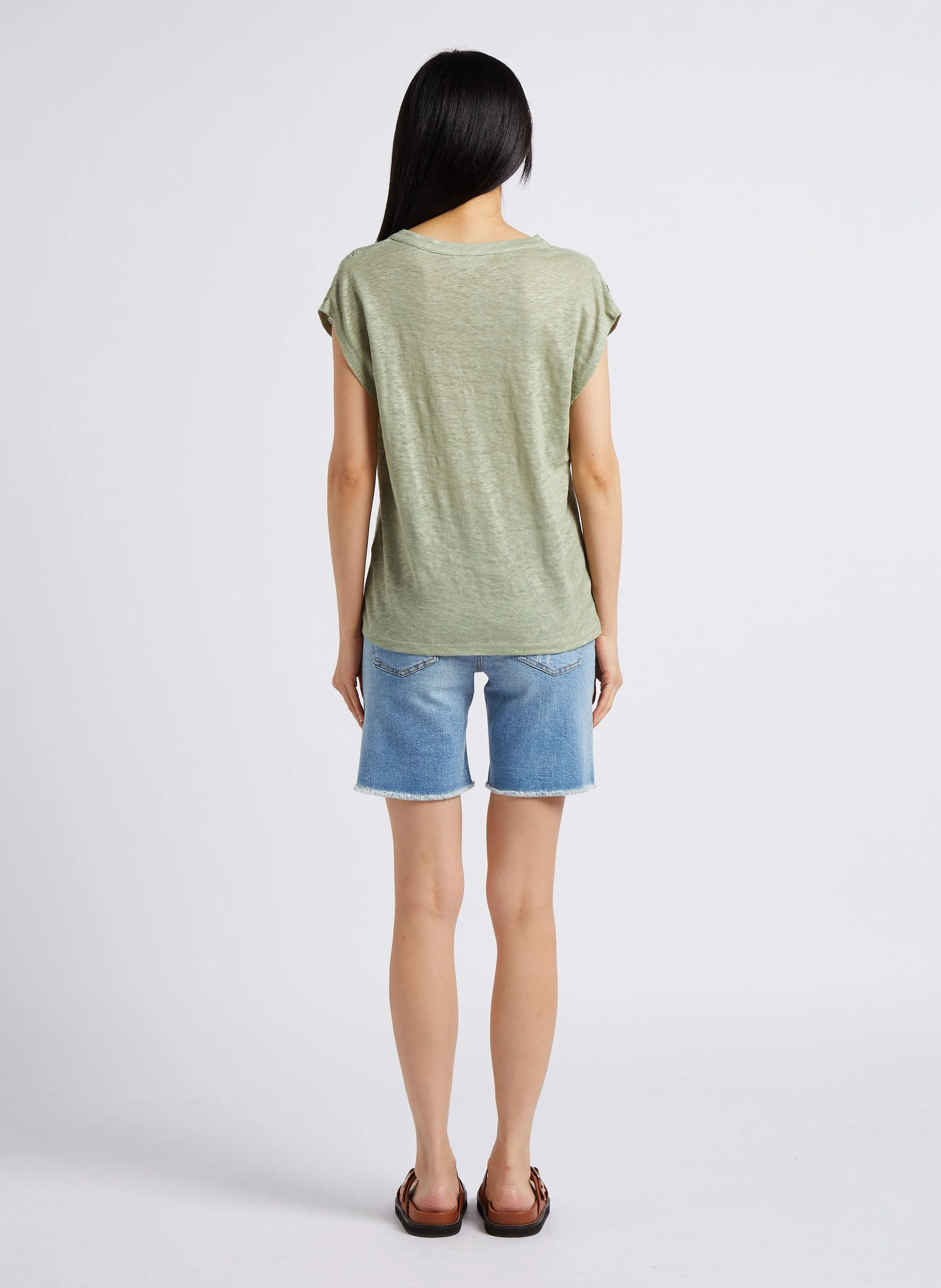 MAISON 123 MAX - Short recto de algodón en azul
