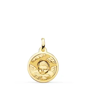 Medalla Ángel Nube Oro 18K 16mm Brillo