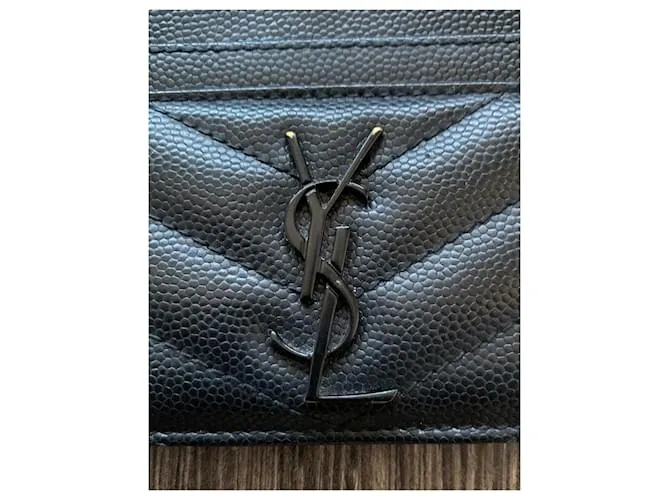 Saint Laurent tarjetero con monograma Negro 