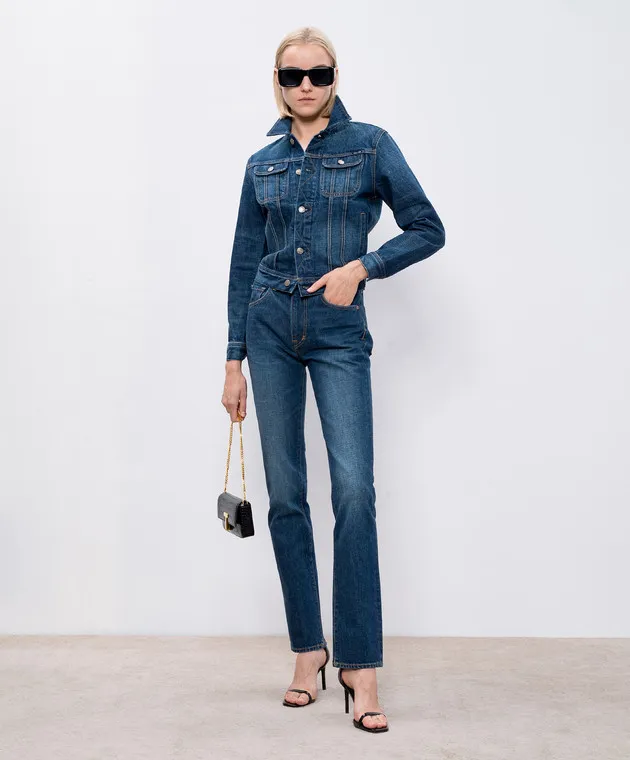 Tom Ford Blue denim jacket with a distressed effect