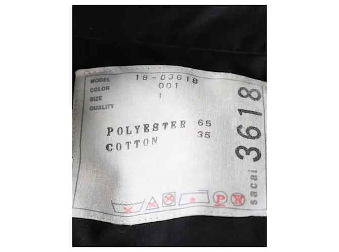 Vestido Camisero con Cremallera Sacai en Poliéster Negro 