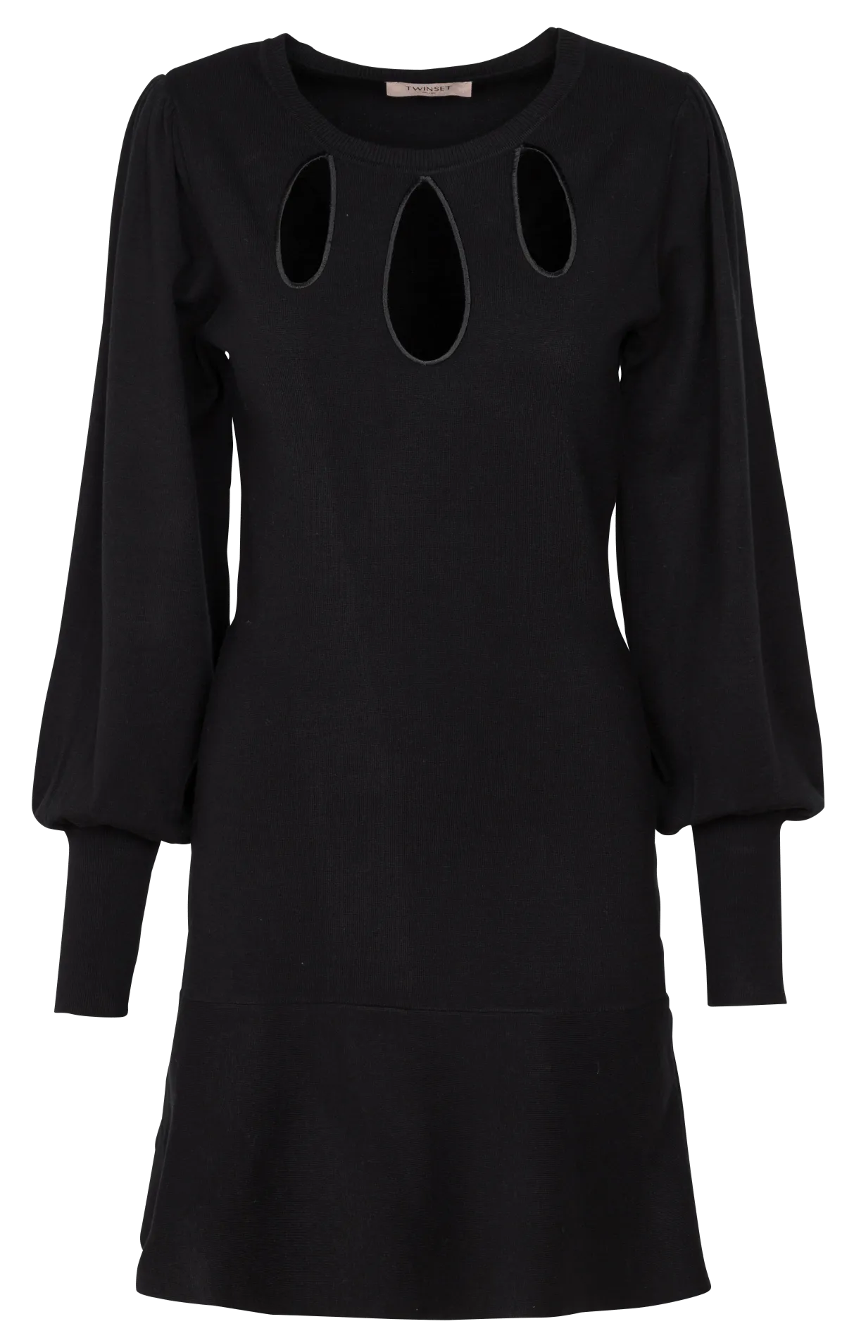 Vestido corto con cuello redondo en negro