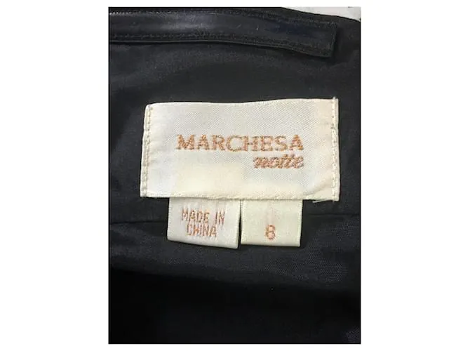 Vestido Marchesa Notte de seda con volantes Negro Crudo 