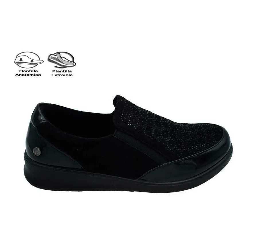 ZAPATO AMARPIES AST22306 PARA MUJER ELÁSTICOS MUY CÓMODO Y LIGERO PLANTILLA MEMORY SPONGE NEGRO 27453